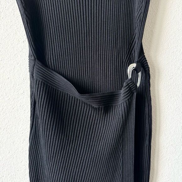 SIMKHAI Melody Wrap-Skirt Knit Mini Dress in Black Size  Large - Picture 5 of 7